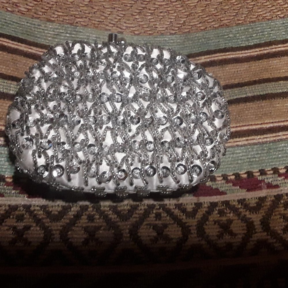 Whiteish Jeweled Coin Purse